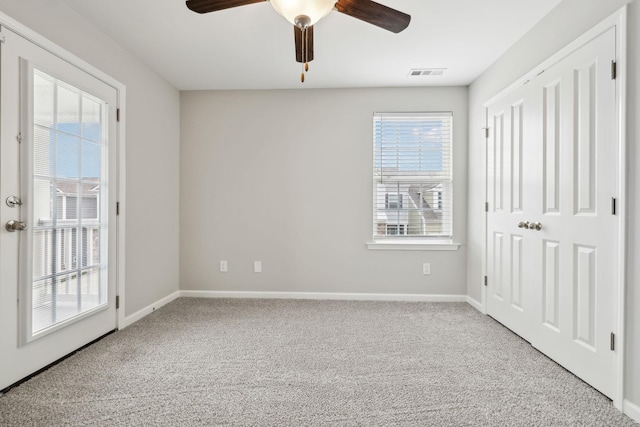 100 Bergen Dr, Spring Hill, TN 37174 - unfurnished bedroom featuring carpet flooring, a ceiling fan, baseboards, and visible vents