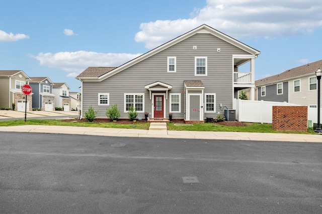 100 Bergen Dr, Spring Hill, TN 37174 - view of front of property with central AC, a balcony, and fence