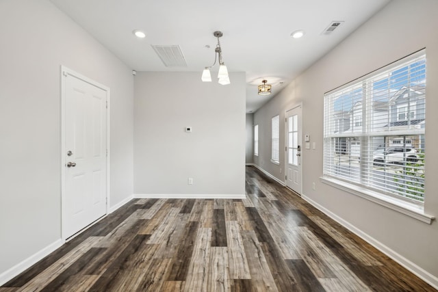 100 Bergen Dr, Spring Hill, TN 37174 - unfurnished dining area featuring baseboards, recessed lighting, wood finished floors, and visible vents