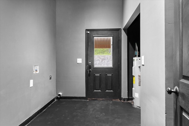 8360 Pinewood Rd, Lyles, TN 37098 - entrance foyer with water heater and concrete flooring