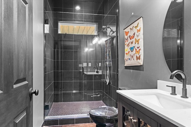 8360 Pinewood Rd, Lyles, TN 37098 - bathroom with vanity, toilet, and a shower stall