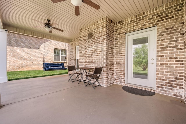 view of patio / terrace featuring a ceiling fan