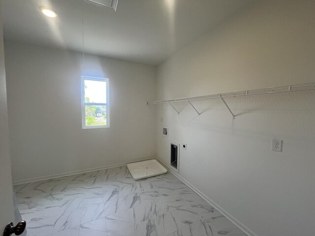 1603 Burlwood Ct, Murfreesboro, TN 37129 - laundry room featuring hookup for an electric dryer, hookup for a washing machine, baseboards, and marble look tile flooring