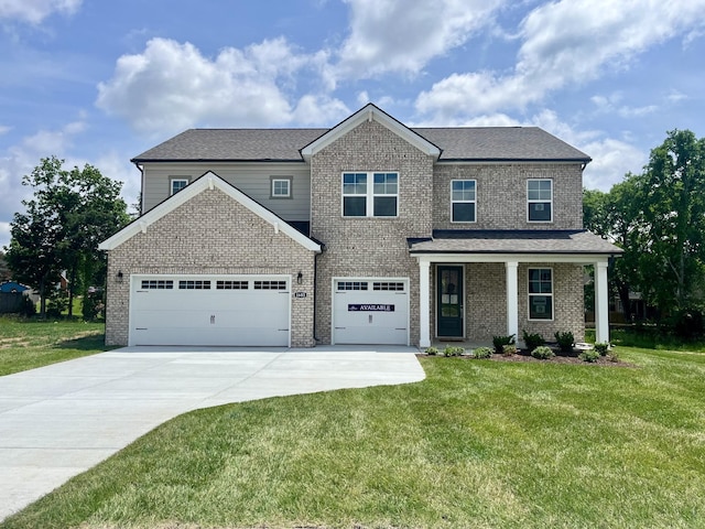 1603 Burlwood Ct, Murfreesboro, TN 37129 - view of front facade featuring driveway, a front yard, a garage, and brick siding