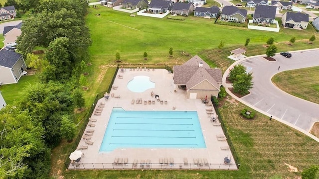 drone / aerial view with a residential view