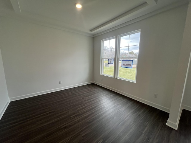 1611 Burlwood Ct, Murfreesboro, TN 37129 - spare room with baseboards, dark wood finished floors, and a tray ceiling
