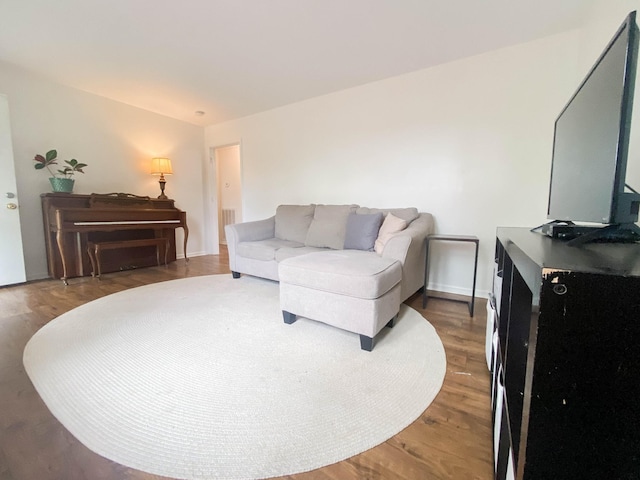 living room with wood finished floors