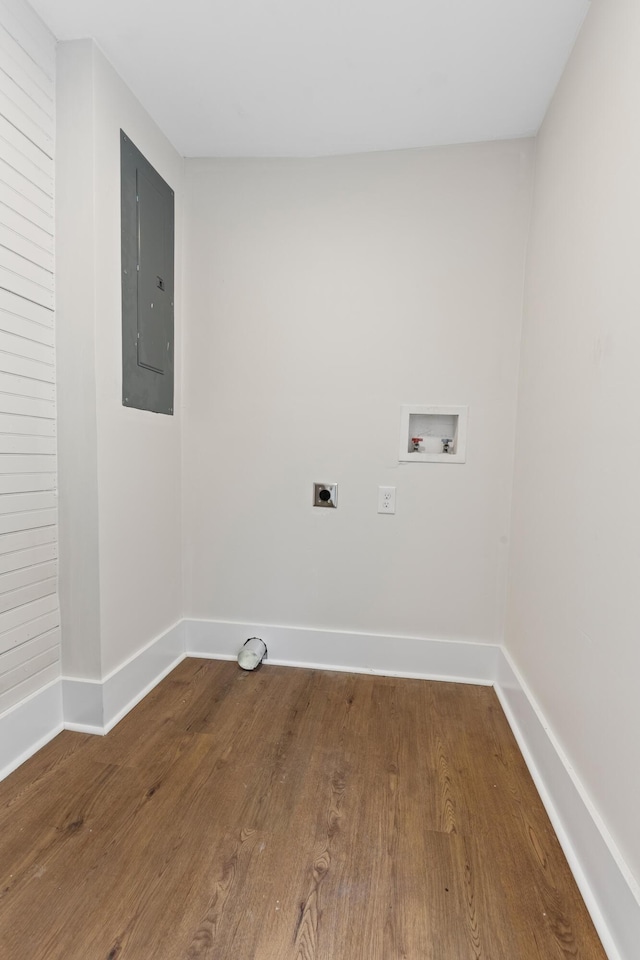 1903 S Orchard Knob Ave, Chattanooga, TN 37404 - laundry area with hookup for an electric dryer, electric panel, laundry area, wood finished floors, and hookup for a washing machine