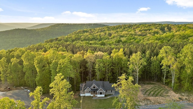 birds eye view of property with a forest view