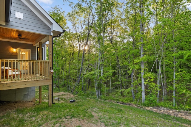 view of yard featuring a view of trees