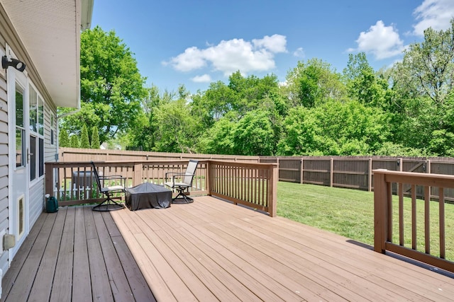 1244 Baker Creek Dr, Spring Hill, TN 37174 - wooden deck featuring a fenced backyard and a lawn