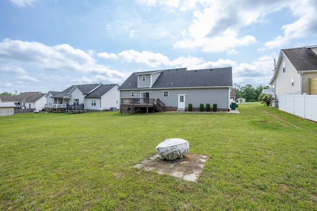 846 Todd Ave, Lewisburg, TN 37091 - rear view of property with roof with shingles, a residential view, a wooden deck, fence, and a yard