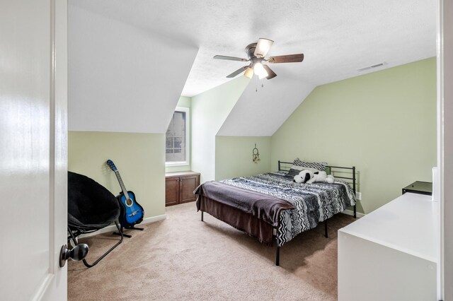 846 Todd Ave, Lewisburg, TN 37091 - bedroom with visible vents, baseboards, ceiling fan, light colored carpet, and vaulted ceiling