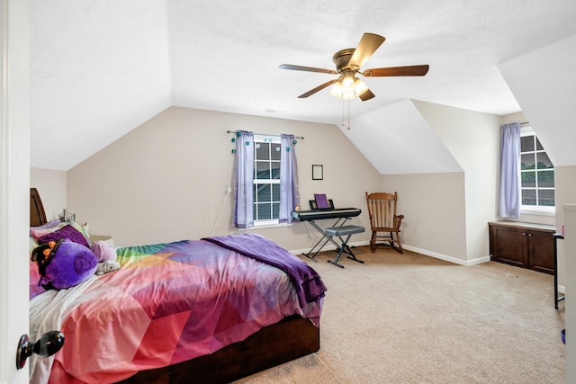 846 Todd Ave, Lewisburg, TN 37091 - bedroom featuring a ceiling fan, vaulted ceiling, multiple windows, and carpet