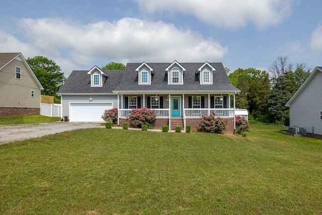 846 Todd Ave, Lewisburg, TN 37091 - cape cod-style house with a shingled roof, a garage, a porch, a front yard, and gravel driveway