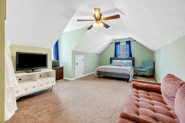 846 Todd Ave, Lewisburg, TN 37091 - bedroom featuring baseboards, ceiling fan, vaulted ceiling, and light carpet