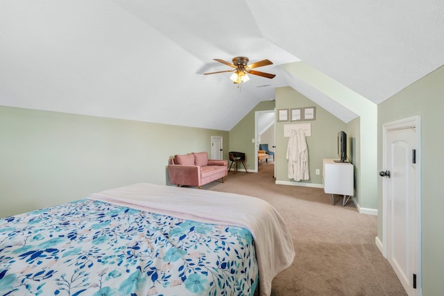 846 Todd Ave, Lewisburg, TN 37091 - bedroom featuring light colored carpet, a ceiling fan, baseboards, and vaulted ceiling