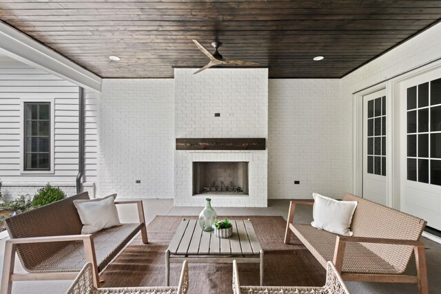 1105 Brookmeade Dr, Nashville, TN 37204 - view of patio featuring an outdoor living space with a fireplace and ceiling fan