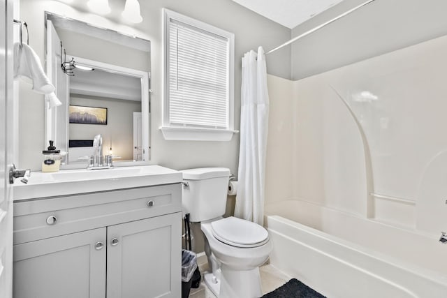 2821 Old Matthews Rd, Nashville, TN 37207 - bathroom featuring vanity, shower / bathtub combination with curtain, and toilet
