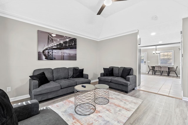 2821 Old Matthews Rd, Nashville, TN 37207 - living area with recessed lighting, baseboards, wood finished floors, and ceiling fan with notable chandelier