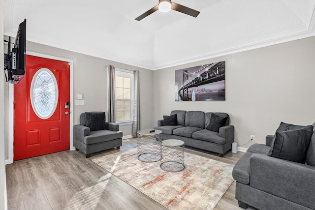 2821 Old Matthews Rd, Nashville, TN 37207 - living room with plenty of natural light, ceiling fan, wood finished floors, and lofted ceiling