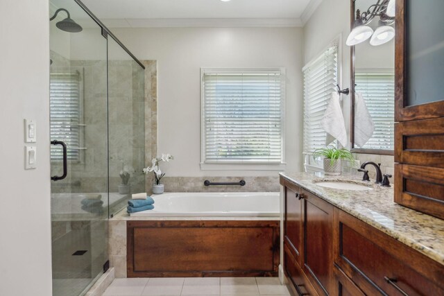 1403 Sneed Rd W, Franklin, TN 37069 - bathroom featuring a healthy amount of sunlight, vanity, a shower stall, and a garden tub