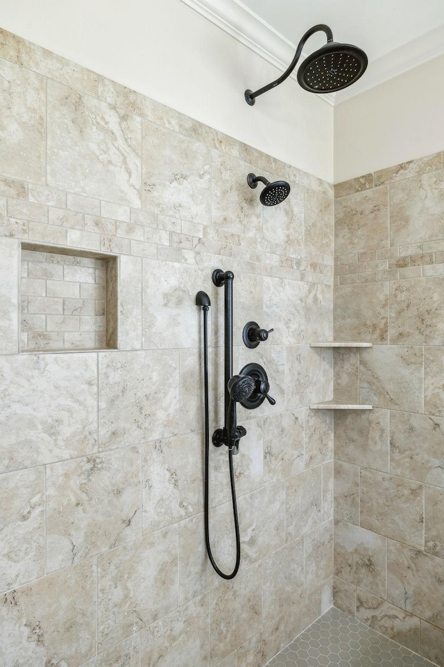 1403 Sneed Rd W, Franklin, TN 37069 - room details with a tile shower and ornamental molding