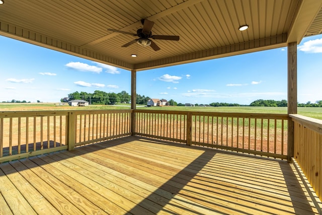 5367 Roy Holman Rd, Springfield, TN 37172 - deck with ceiling fan and a view of rural / pastoral area