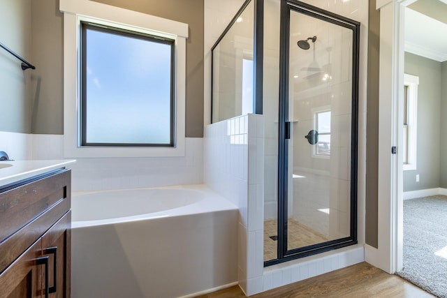 5367 Roy Holman Rd, Springfield, TN 37172 - bathroom with a garden tub, a shower stall, and healthy amount of natural light