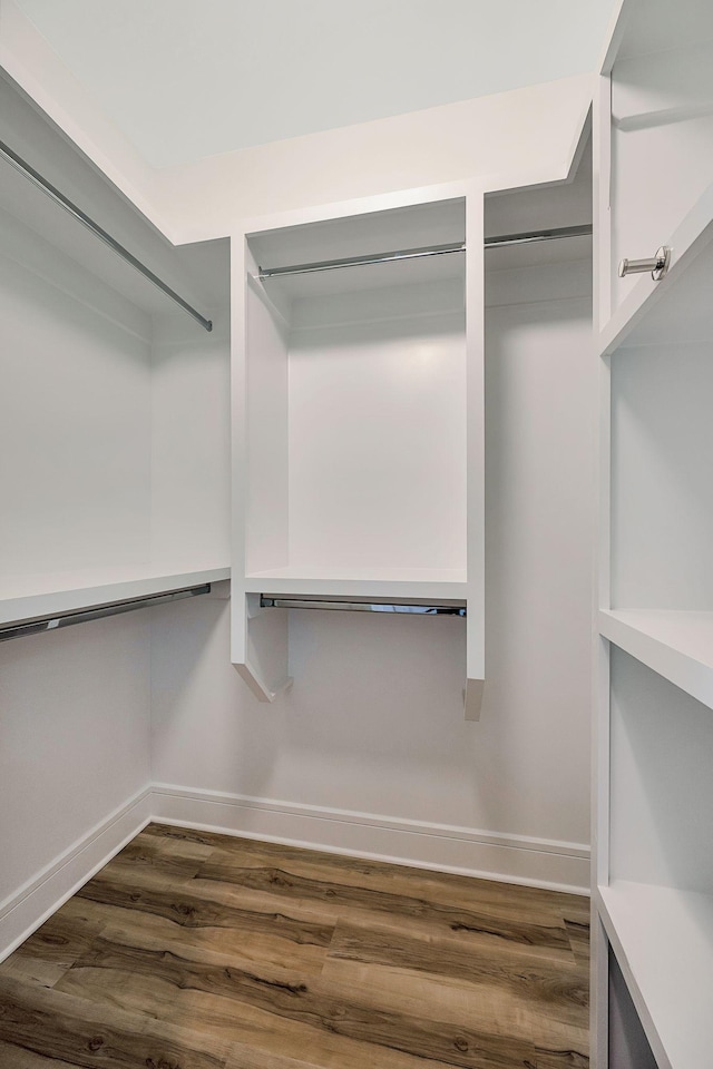spacious closet with dark wood-type flooring