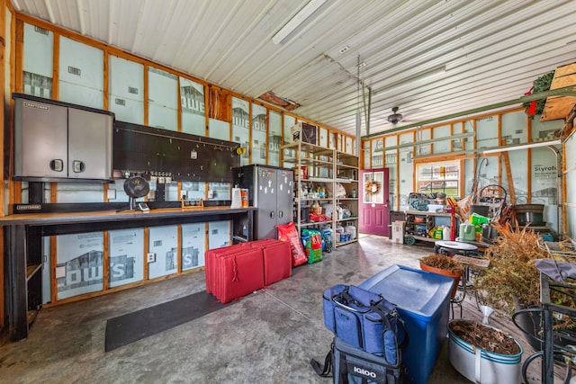 interior space featuring unfinished concrete flooring