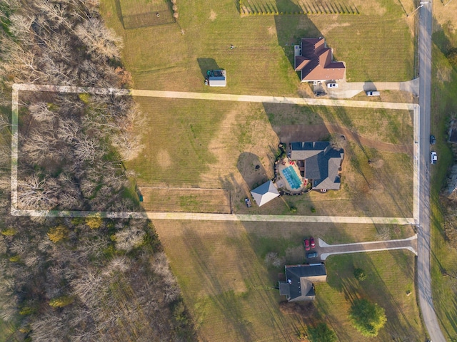 drone / aerial view with a rural view