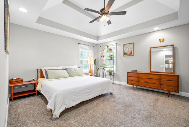 1804 Rains Rd, Clarksville, TN 37042 - bedroom with baseboards, recessed lighting, carpet, and a tray ceiling