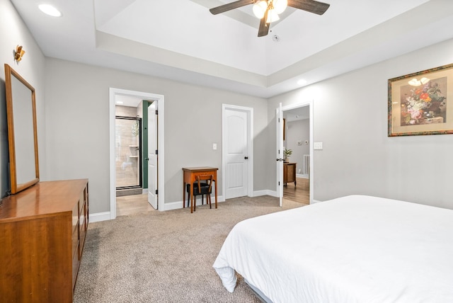 1804 Rains Rd, Clarksville, TN 37042 - bedroom featuring recessed lighting, baseboards, a tray ceiling, and light carpet