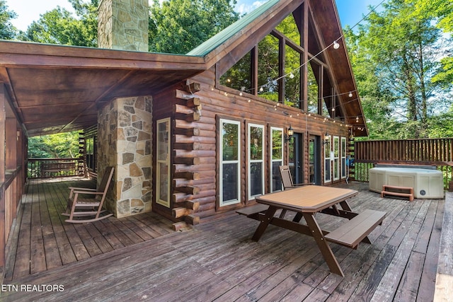 531 Gatlin Dr, Gatlinburg, TN 37738 - wooden terrace with a hot tub