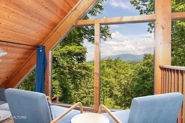 531 Gatlin Dr, Gatlinburg, TN 37738 - sunroom featuring lofted ceiling and a mountain view