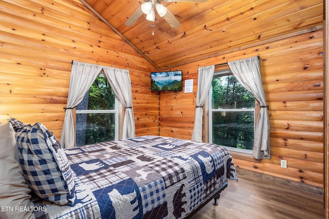 531 Gatlin Dr, Gatlinburg, TN 37738 - bedroom with lofted ceiling, wood finished floors, and wood ceiling