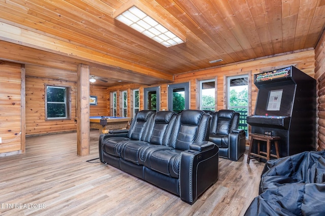 531 Gatlin Dr, Gatlinburg, TN 37738 - living room featuring wood ceiling, light wood-style floors, and billiards table