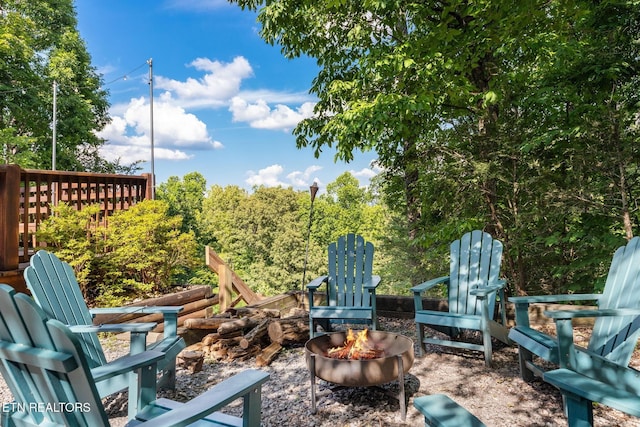 531 Gatlin Dr, Gatlinburg, TN 37738 - view of patio / terrace with an outdoor fire pit