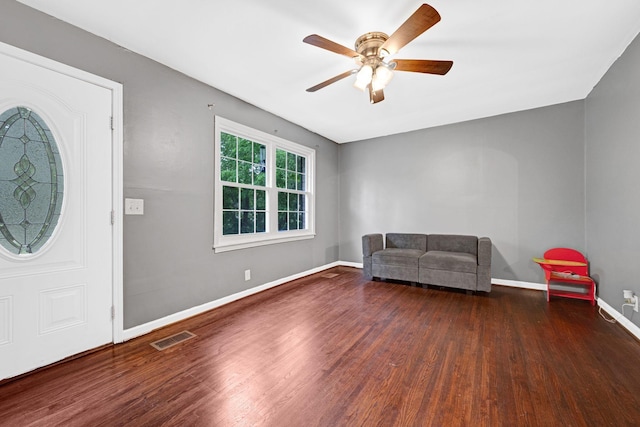 1032 Gordon Cir, Burns, TN 37029 - entryway with wood finished floors, a ceiling fan, and baseboards