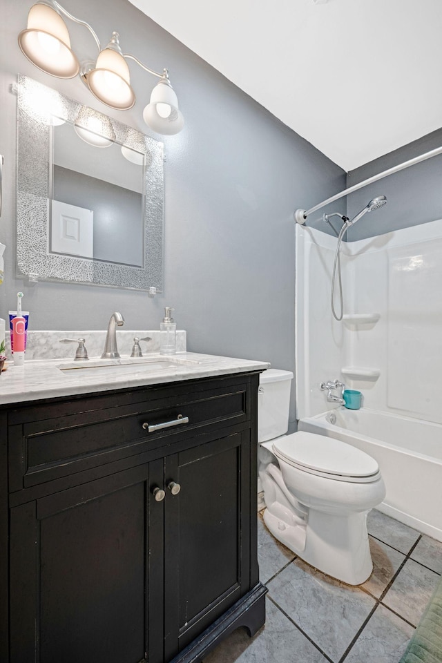 1032 Gordon Cir, Burns, TN 37029 - full bath featuring toilet, tile patterned flooring, vanity, and bathtub / shower combination