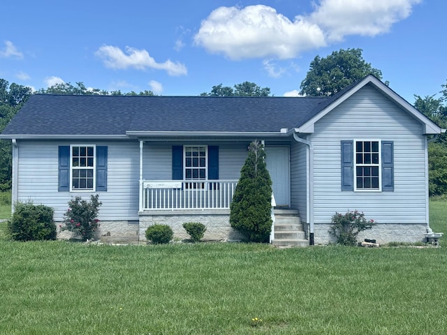 19 Winding Hills Ln, Gordonsville, TN 38563 - ranch-style home featuring a porch, a front yard, and roof with shingles
