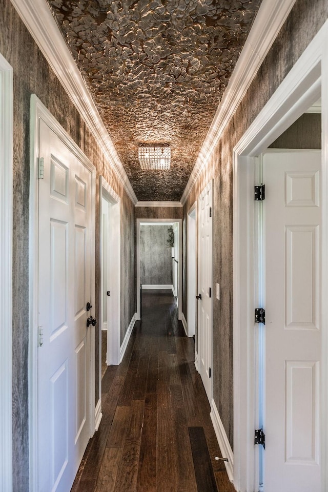 907 N Graycroft Ave, Madison, TN 37115 - hallway featuring dark wood-style flooring and crown molding