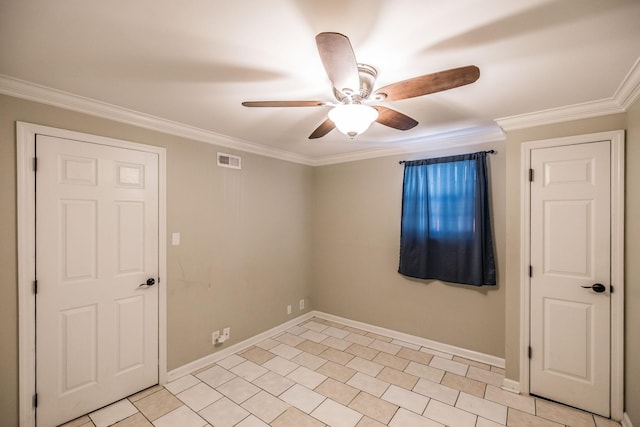 907 N Graycroft Ave, Madison, TN 37115 - spare room with ceiling fan, crown molding, and baseboards