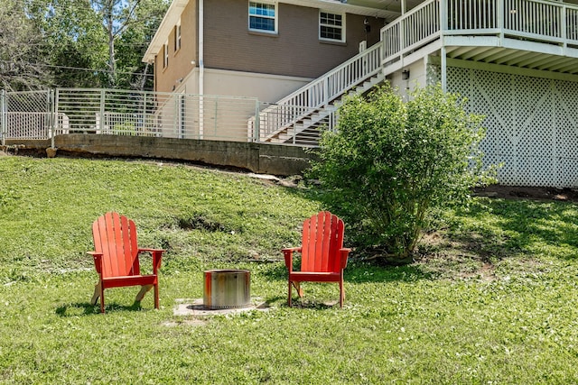907 N Graycroft Ave, Madison, TN 37115 - view of green lawn featuring stairway and a wooden deck