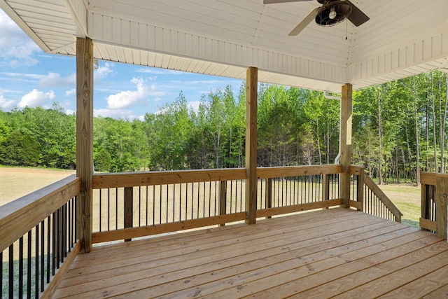 1065 Gholson Rd, Clarksville, TN 37043 - deck featuring a view of trees and a ceiling fan