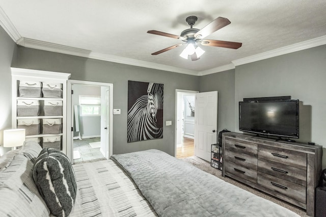 1505 Newmans Trl, Hendersonville, TN 37075 - bedroom featuring baseboards, ornamental molding, and a ceiling fan