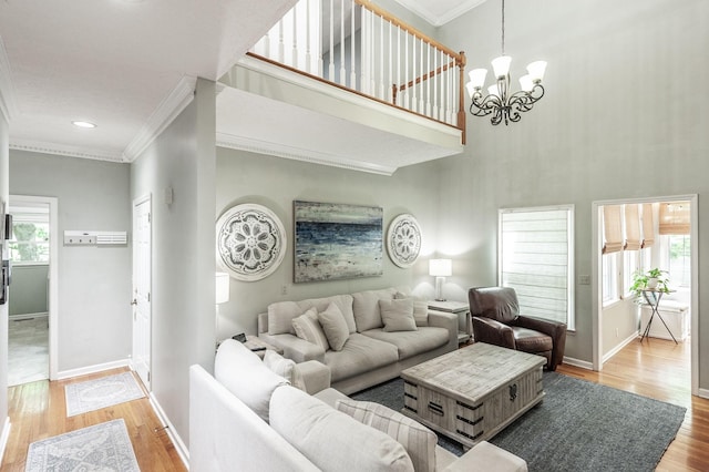 1505 Newmans Trl, Hendersonville, TN 37075 - living room featuring baseboards, ornamental molding, and wood finished floors