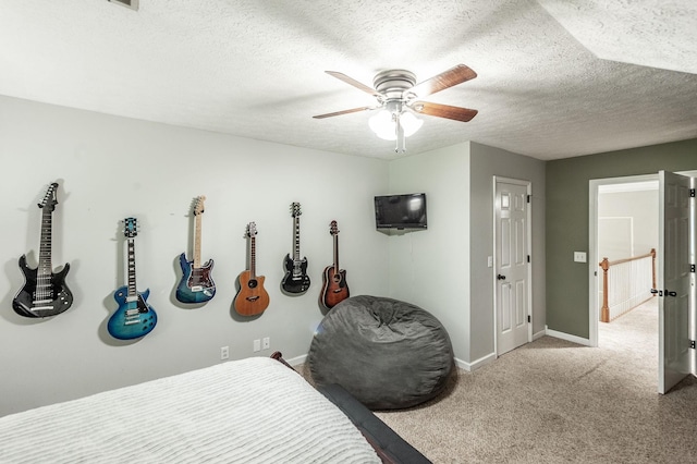 1505 Newmans Trl, Hendersonville, TN 37075 - carpeted bedroom with a textured ceiling, baseboards, and ceiling fan