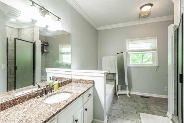 1505 Newmans Trl, Hendersonville, TN 37075 - full bathroom featuring crown molding, tile patterned floors, a stall shower, and visible vents